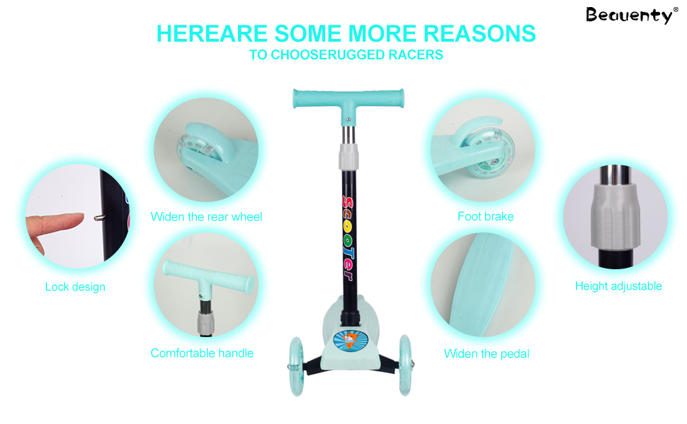 Beauenty-Scooter-For-KidsAdjustableFolding-3-Wheel-ScooterLED-Light-Up-Wheelsfor-2-8-Years-Old-Green-lrmB0B1T